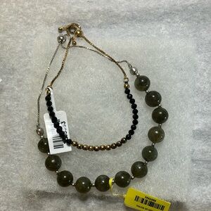 NWT 2 Bead bracelets. 1 gold and black spinel and 1 green jade look